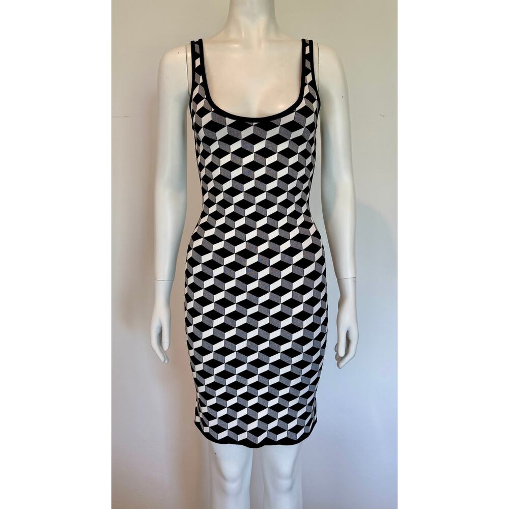 S/S 1997 Herve Leger Black & White Geometric Runway Dress